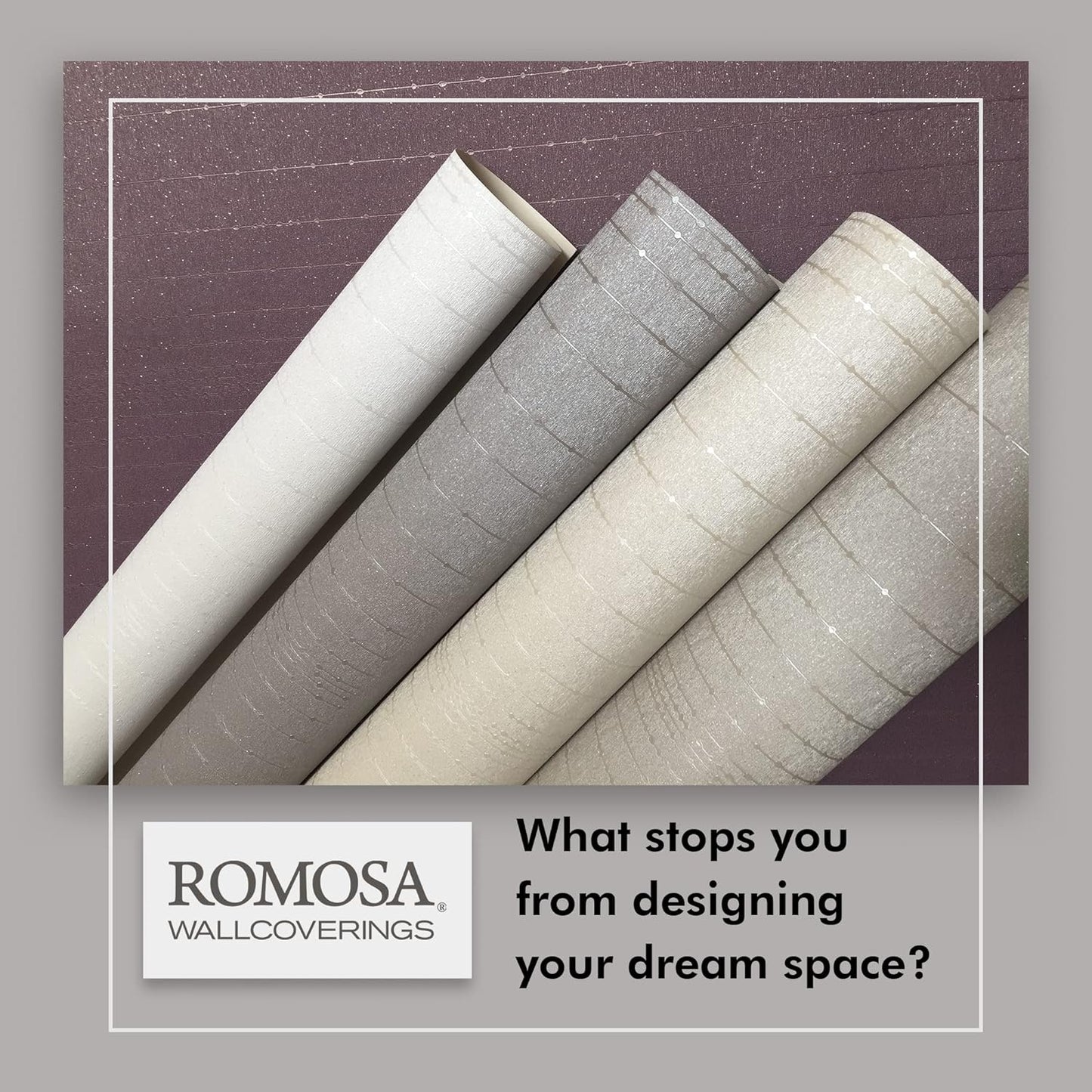 Premium Paper Backed Vinyl Wall Covering - Modern Decor Wallpaper Roll by Romosa - Textured Wallpaper, Unpasted, Heavyweight, Removable Wallpaper - Gleam, Silver - Sample Swatch