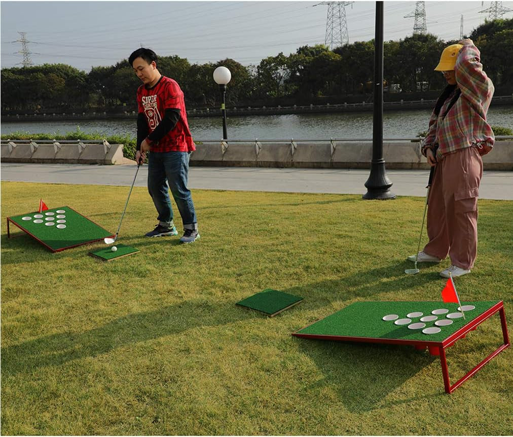 Golf Pong Cornhole Game Set Chipping Boards Golf Sport Game Golf Practice Training for Indoor/Outdoor Ideas