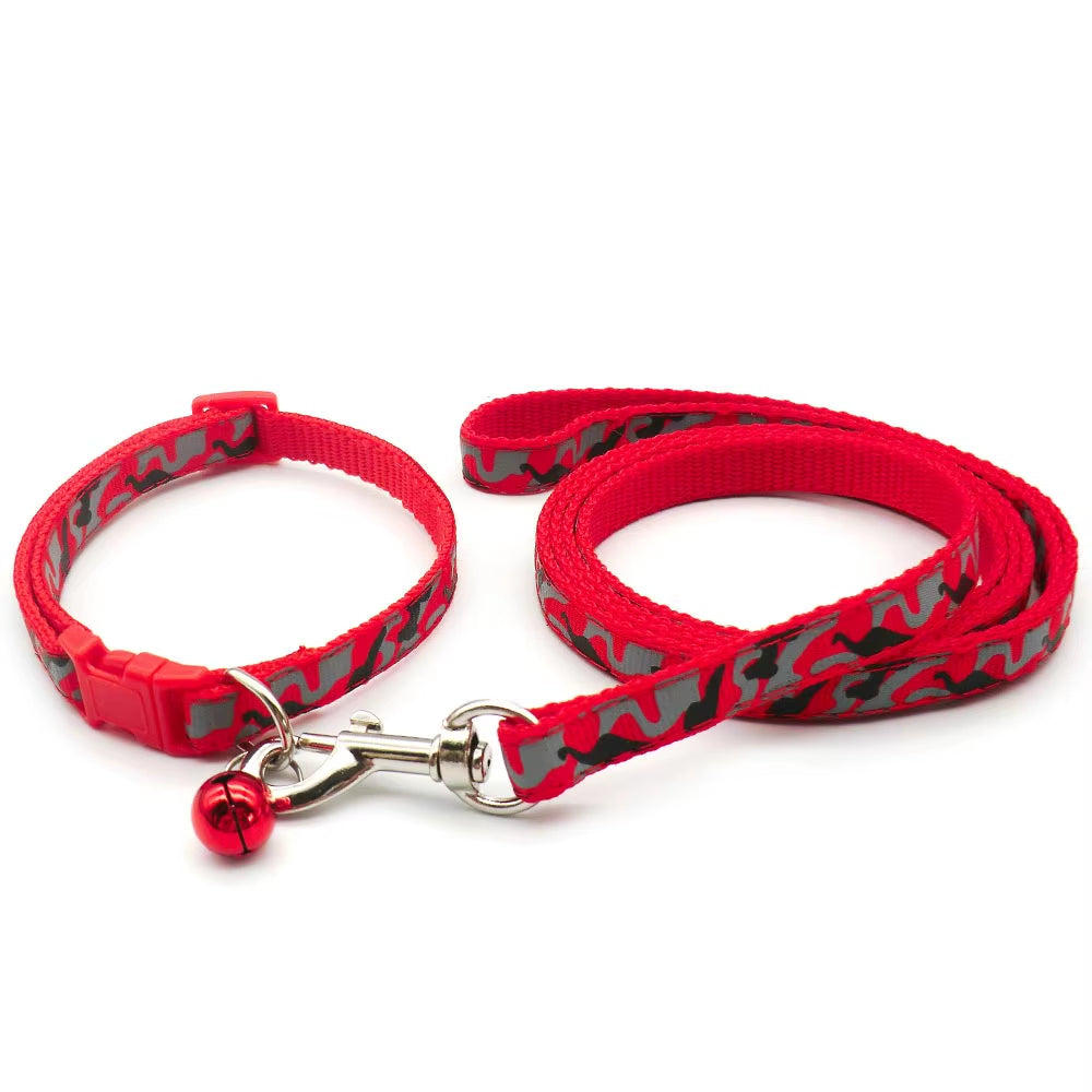 24Pcs Lovely Dog Leash and Collar Set 1.2M for Puppy Cat Traction Rope Dog Collar Harness Durable Walking Pet Supplies Anti-Lost