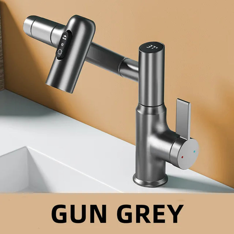 LED Basin Faucet with 360 Rotation and Multi-Function Stream Sprayer