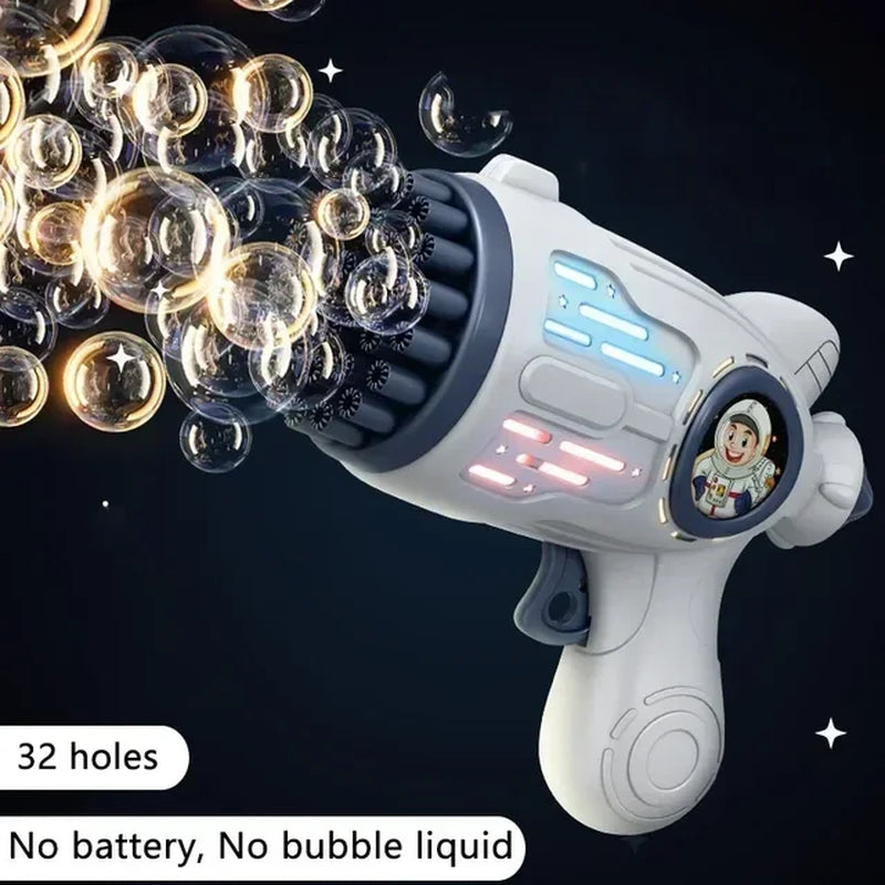 2024 New 40 Holes Fully Automatic Handheld Space Light Bubble Machine No Battery No Bubble Water Electric Children'S Toys