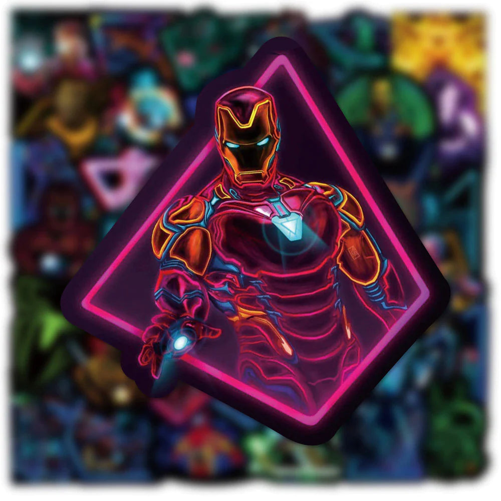 10/50/100Pcs Disney Neon Marvel the Avengers Superhero Anime Stickers Laptop Car Skateboard Phone Bike Cool Sticker Kids Toy