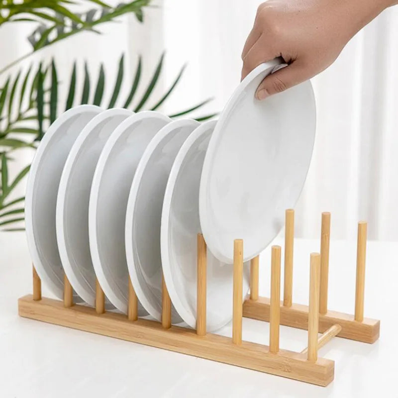 Bamboo Folding Dish Rack with Utensil Drainer and Drainboard
