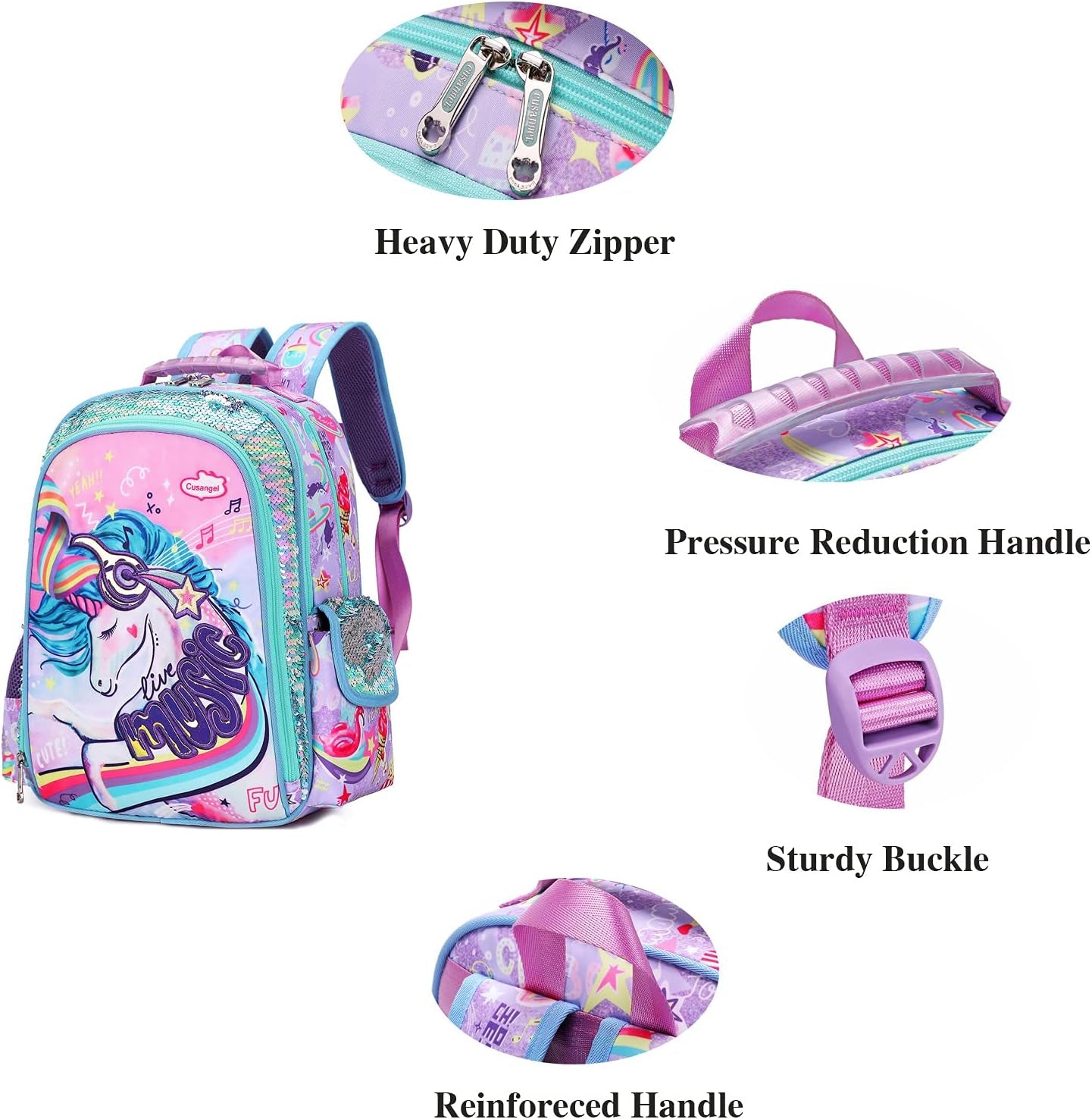 School Bookbag, Durable Cute Multi Compartment Preschool Primary Backpack for Girls