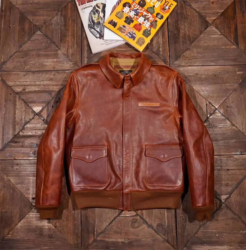 Yr!Wholesales.Classic Style Us Air Force Leather Jacket.A-2 Leather Coat.Super Heavy Thick Cowhide.Luxury Quality.A2