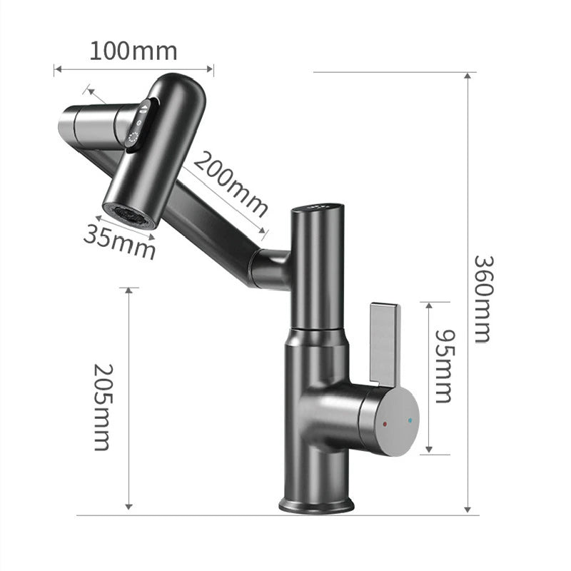 LED Basin Faucet with 360 Rotation and Multi-Function Stream Sprayer