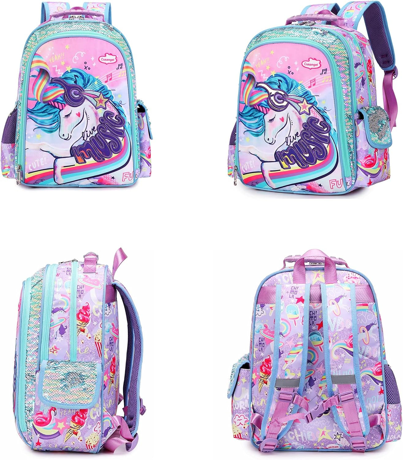 School Bookbag, Durable Cute Multi Compartment Preschool Primary Backpack for Girls