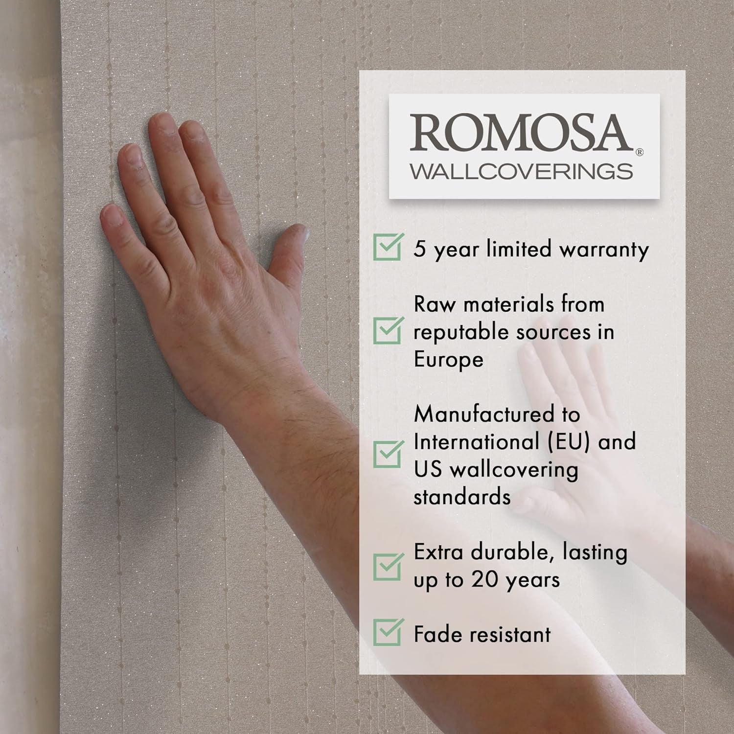 Premium Paper Backed Vinyl Wall Covering - Modern Decor Wallpaper Roll by Romosa - Textured Wallpaper, Unpasted, Heavyweight, Removable Wallpaper - Gleam, Silver - Sample Swatch