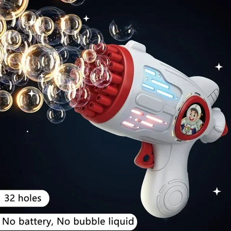 2024 New 40 Holes Fully Automatic Handheld Space Light Bubble Machine No Battery No Bubble Water Electric Children'S Toys