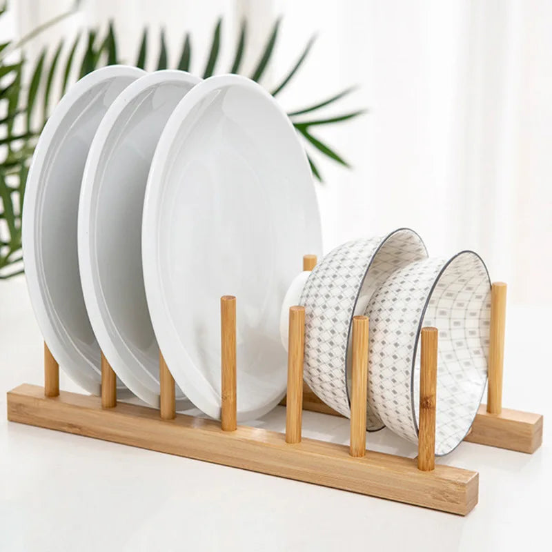 Bamboo Folding Dish Rack with Utensil Drainer and Drainboard