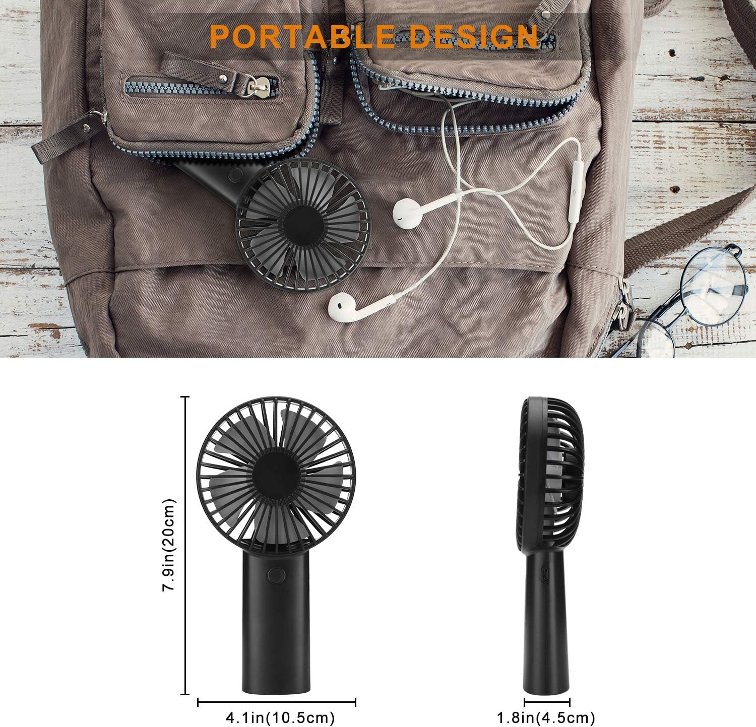Portable Handheld Fan with 4400mAh Rechargeable Battery - Ideal for Outdoor Activities