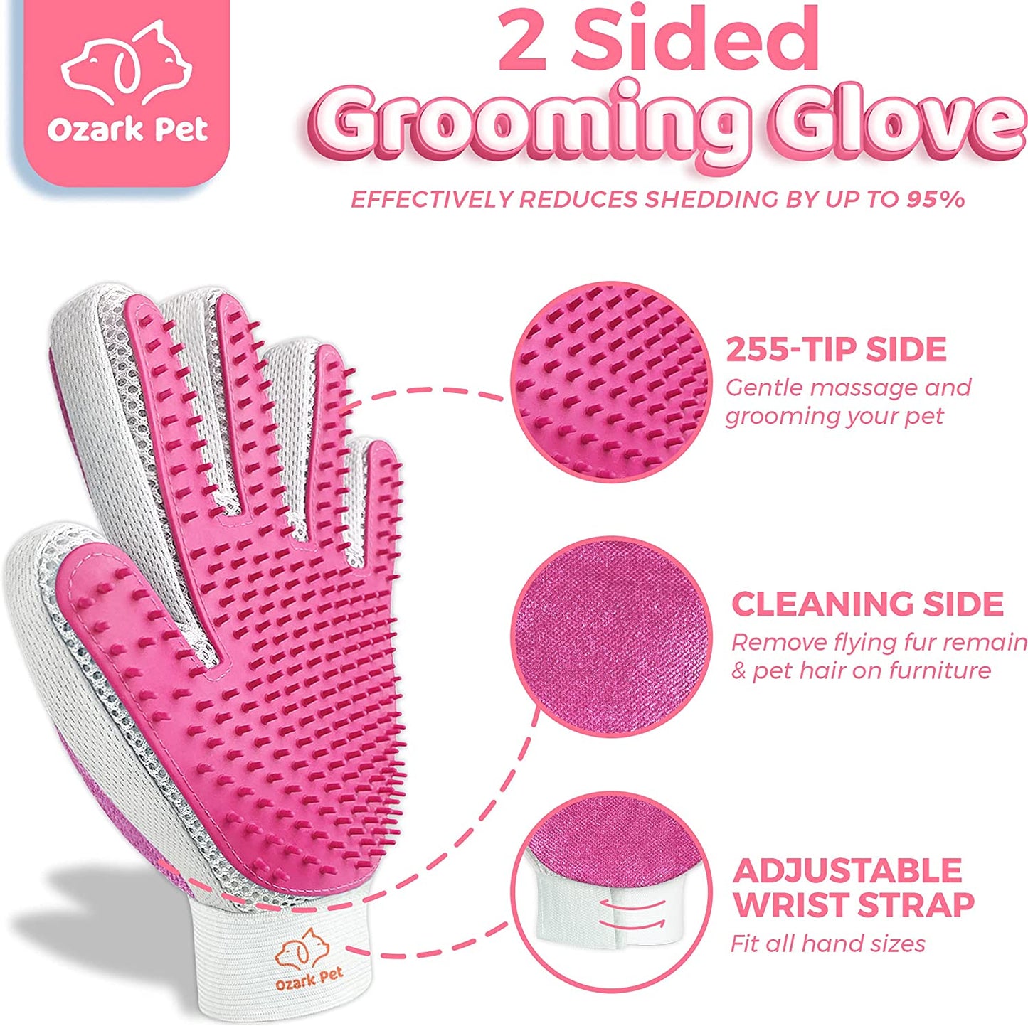 Ultimate Dog and Cat Grooming Set - Effortlessly Reduce Shedding by 95% with our Versatile Two-Sided Brush and Grooming Glove for Short to Long Hair Pets - Stylish Pink for Small to Medium Breeds