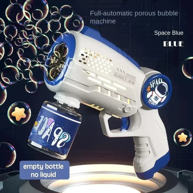 2024 New 40 Holes Fully Automatic Handheld Space Light Bubble Machine No Battery No Bubble Water Electric Children'S Toys