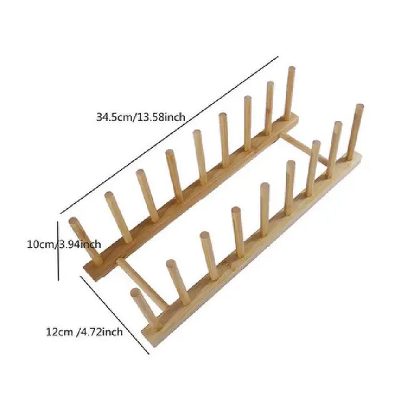Bamboo Folding Dish Rack with Utensil Drainer and Drainboard