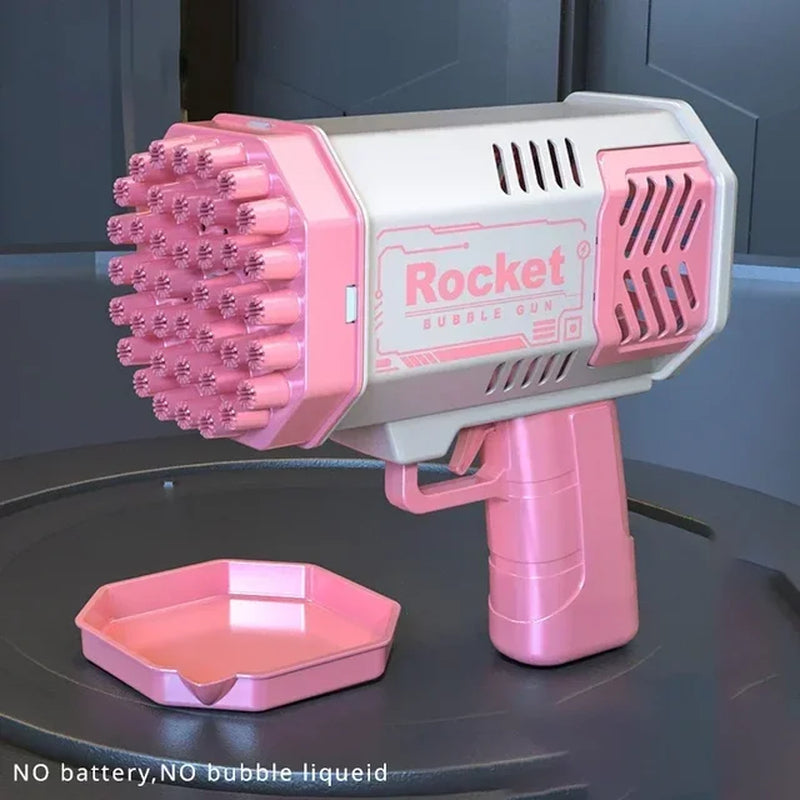 2024 New 40 Holes Fully Automatic Handheld Space Light Bubble Machine No Battery No Bubble Water Electric Children'S Toys