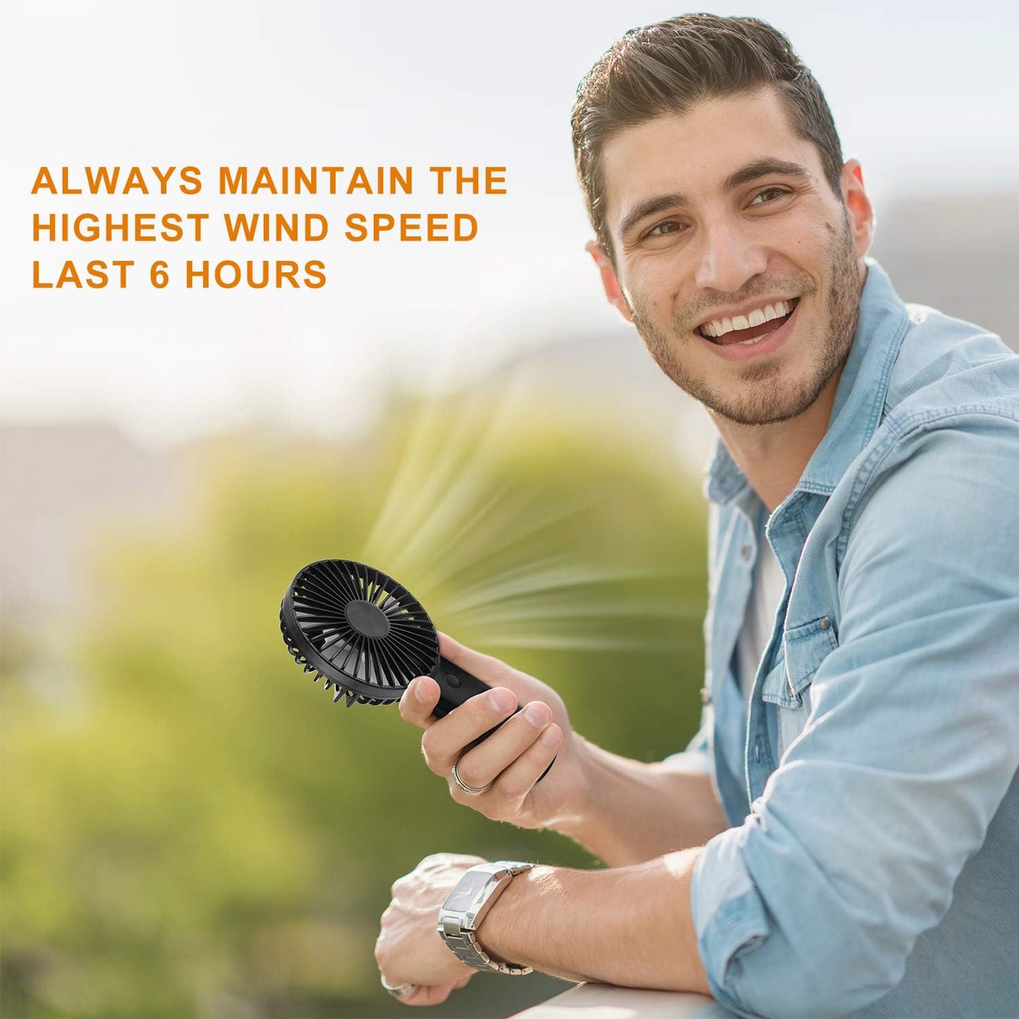 Portable Handheld Fan with 4400mAh Rechargeable Battery - Ideal for Outdoor Activities