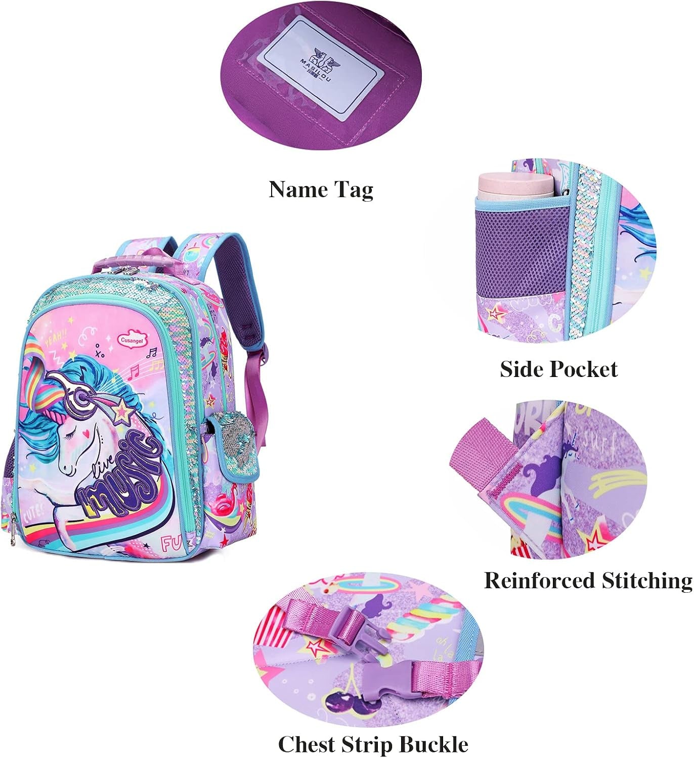 School Bookbag, Durable Cute Multi Compartment Preschool Primary Backpack for Girls