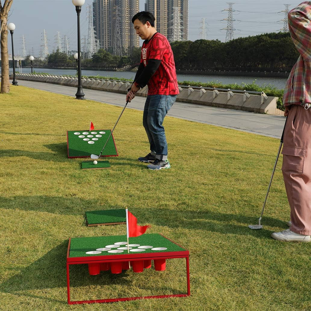 Golf Pong Cornhole Game Set Chipping Boards Golf Sport Game Golf Practice Training for Indoor/Outdoor Ideas